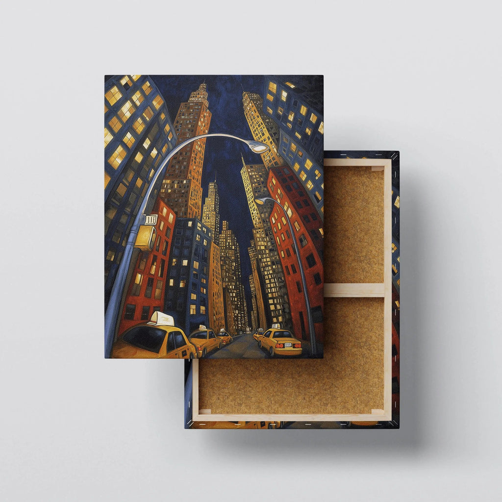 Night City Skyscraper Canvas Wall Art canvas print, front view with gallery-wrapped edge