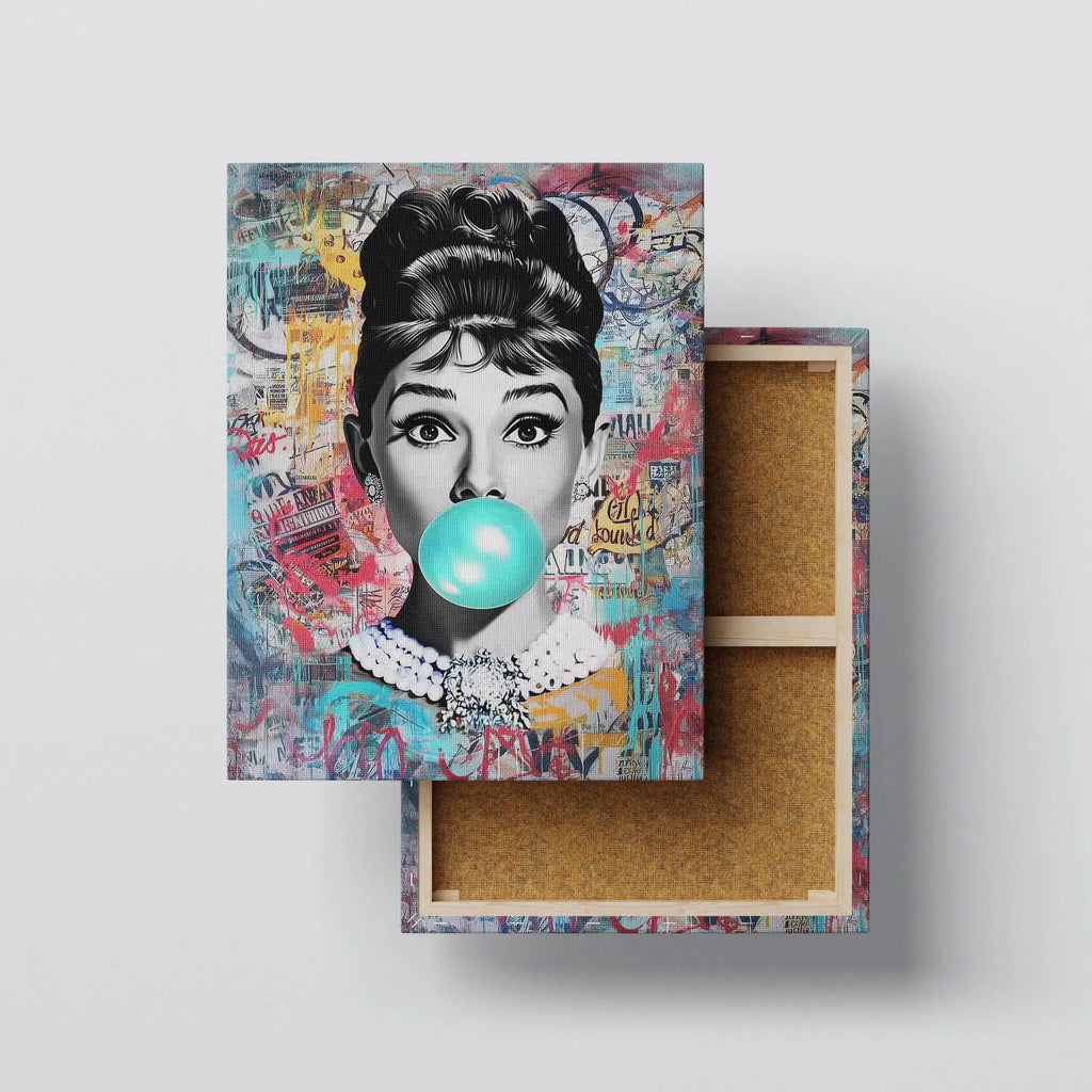 Bubble Gum Pop Art Woman canvas print, front view with gallery-wrapped edge