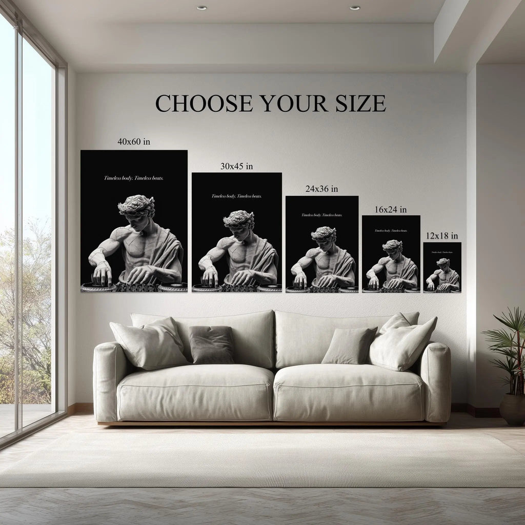1.5 inch deep stretched canvas edge detail, DJ Statue