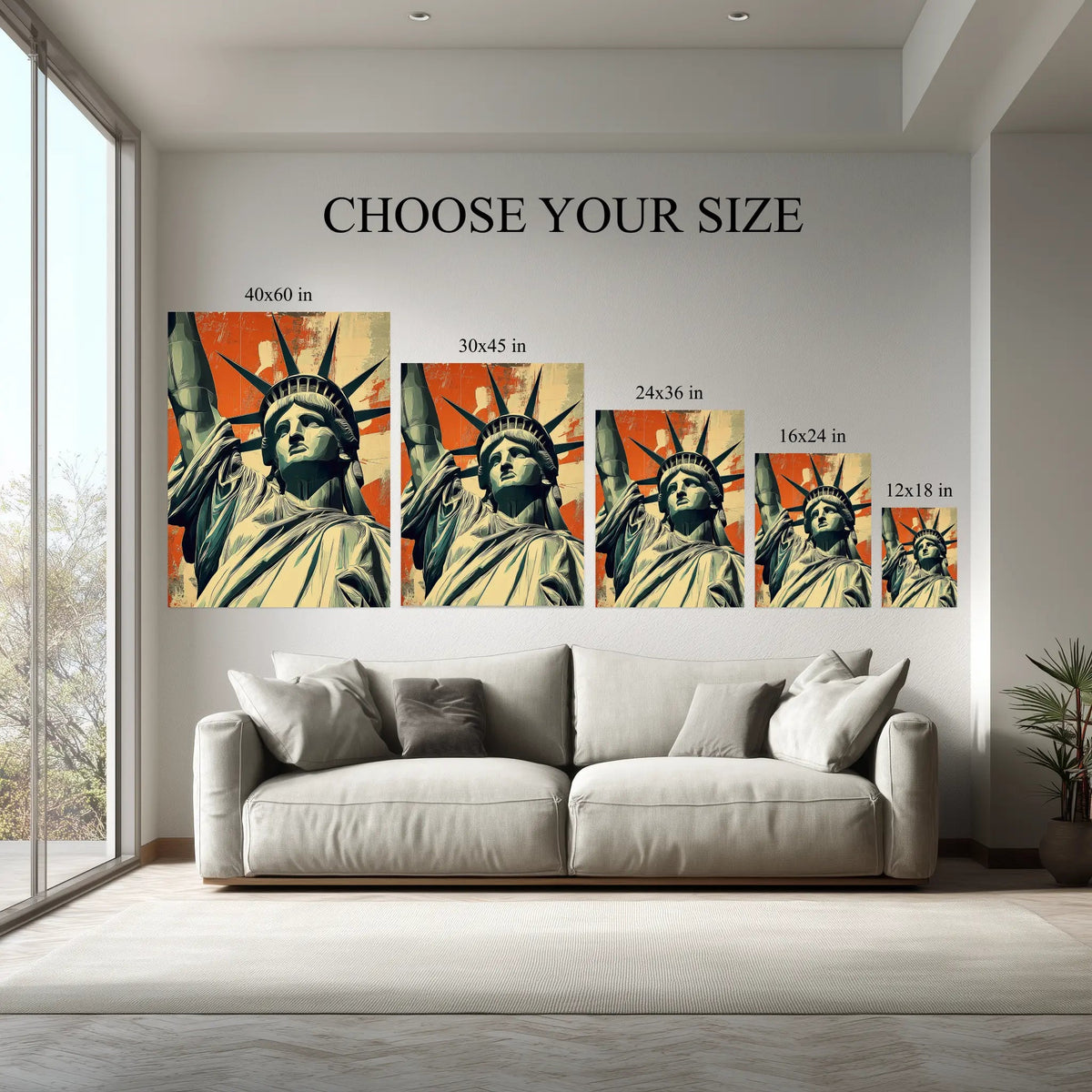 1.5 inch deep stretched canvas edge detail, Statue of Liberty Vintage Poster