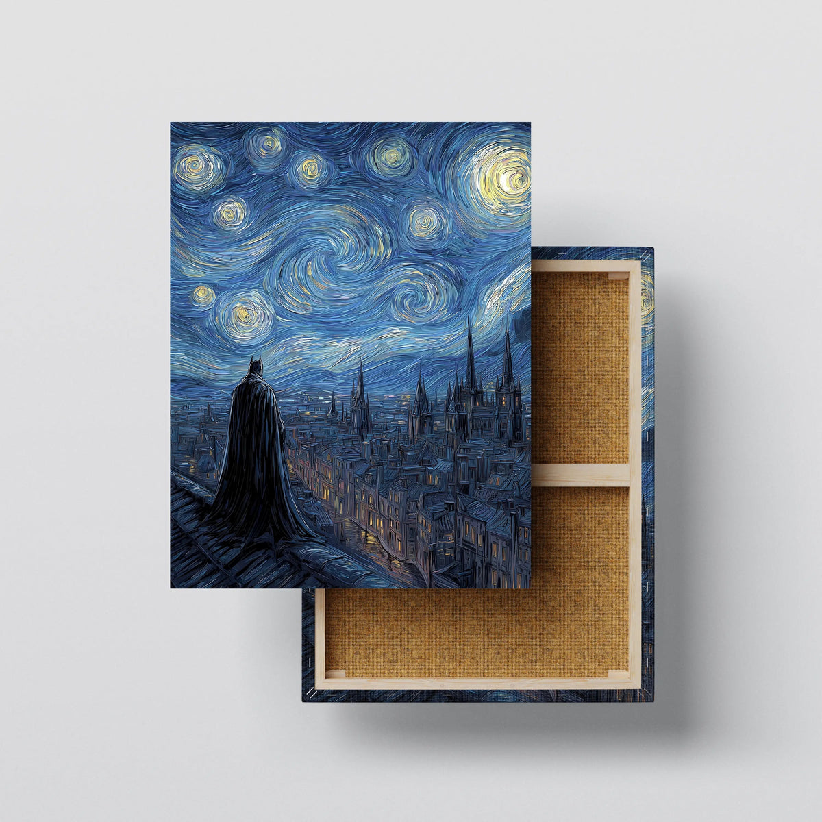 Dark Vigilante Starry Night Wall Art canvas print, front view with gallery-wrapped edge