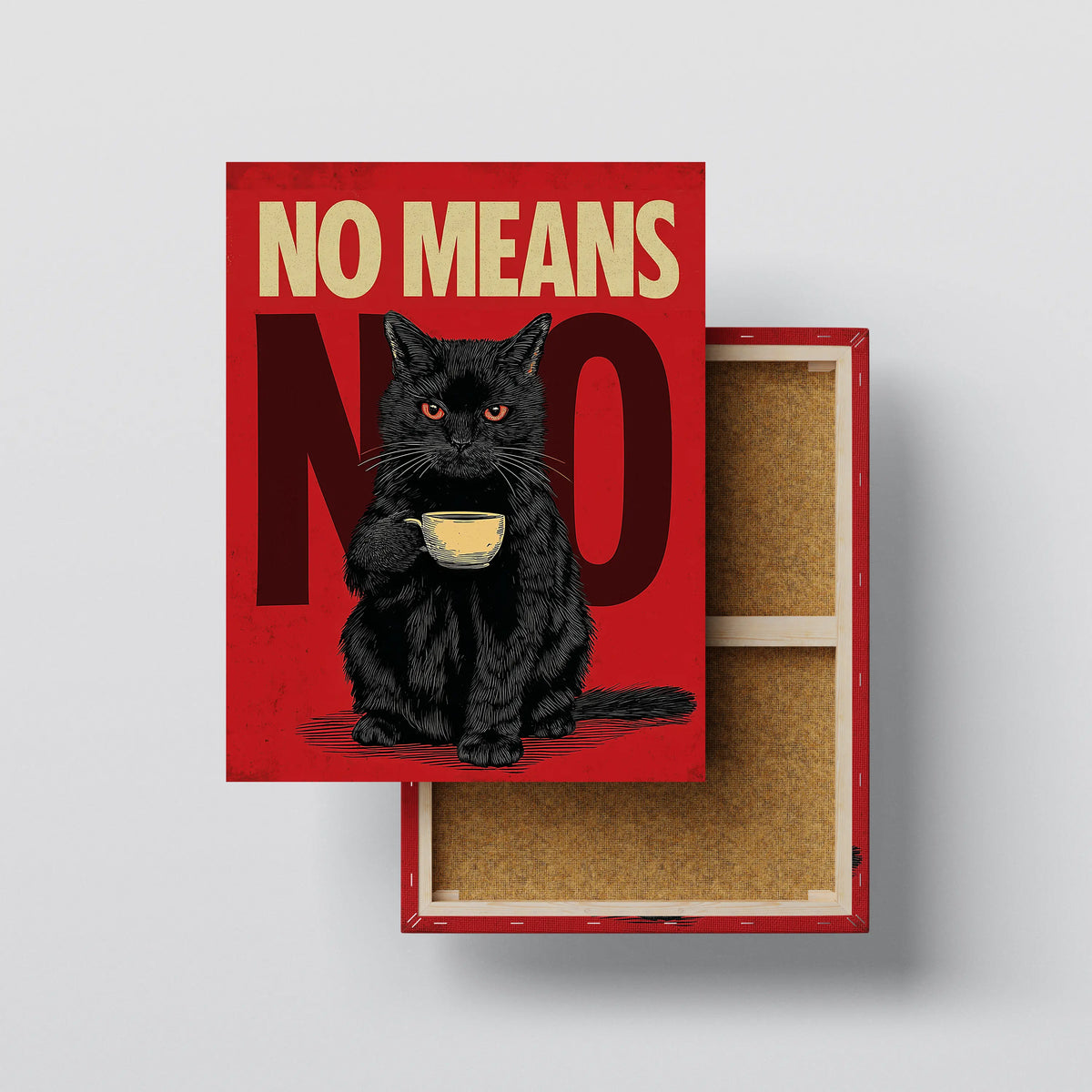 Black Cat Wall Art canvas print, front view with gallery-wrapped edge