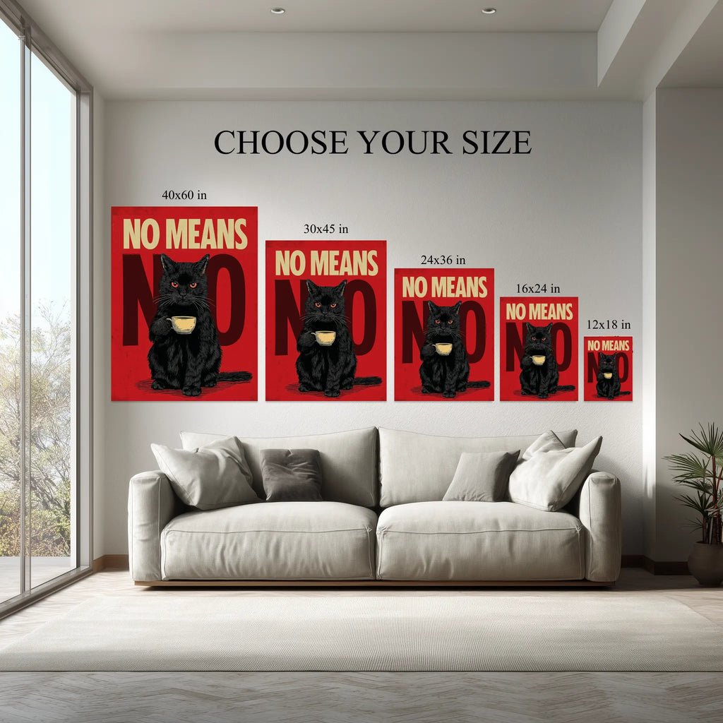 1.5 inch deep stretched canvas edge detail, Black Cat Wall Art