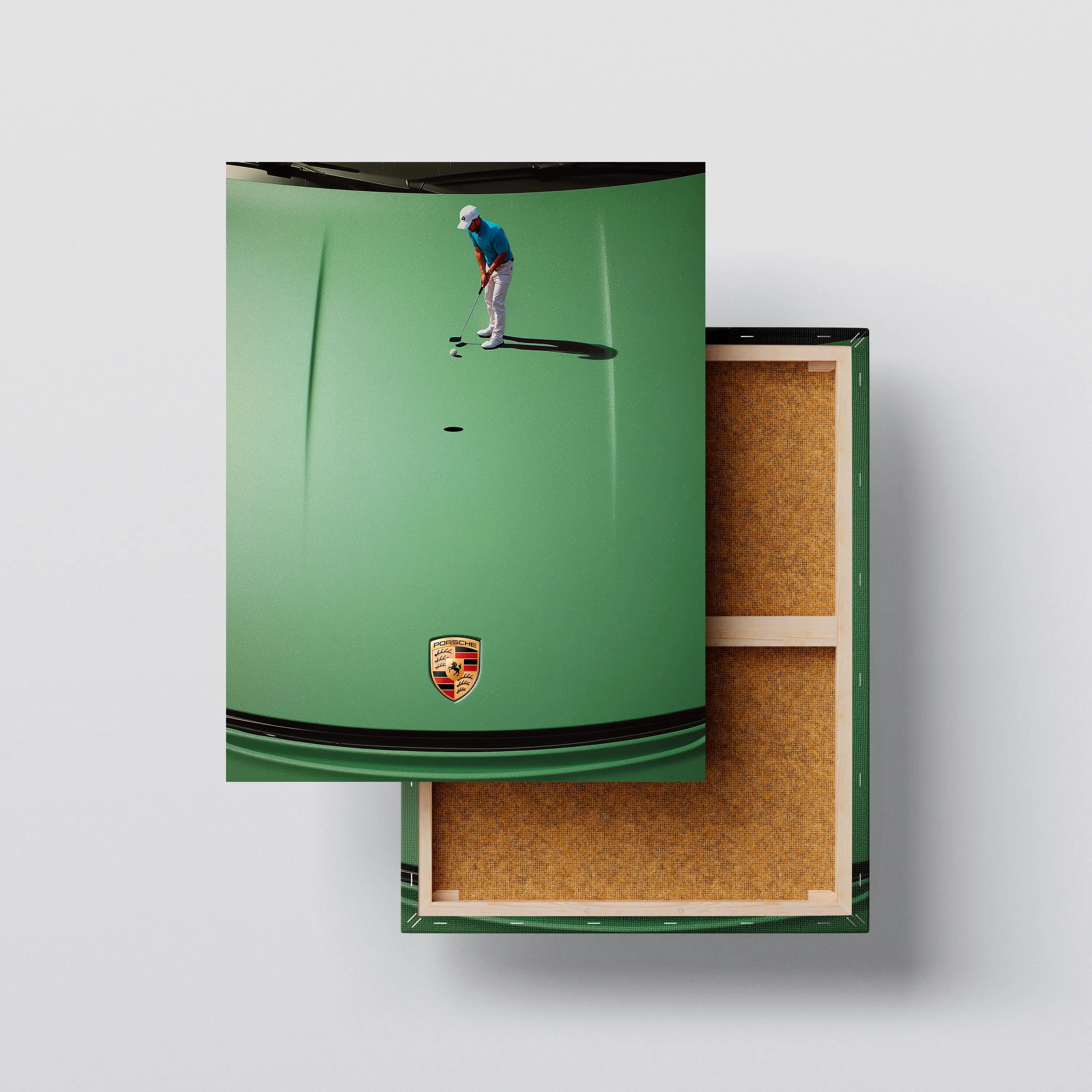 Surreal Golf Car Hood Wall Art – Minimalist Luxury Sports Poster