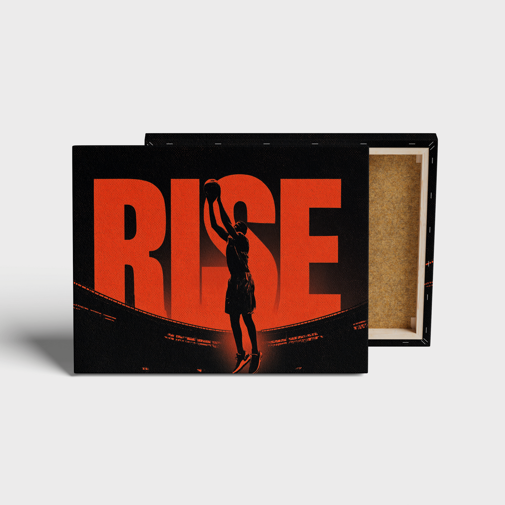 Rise Basketball Wall Art canvas print, front view with gallery-wrapped edge