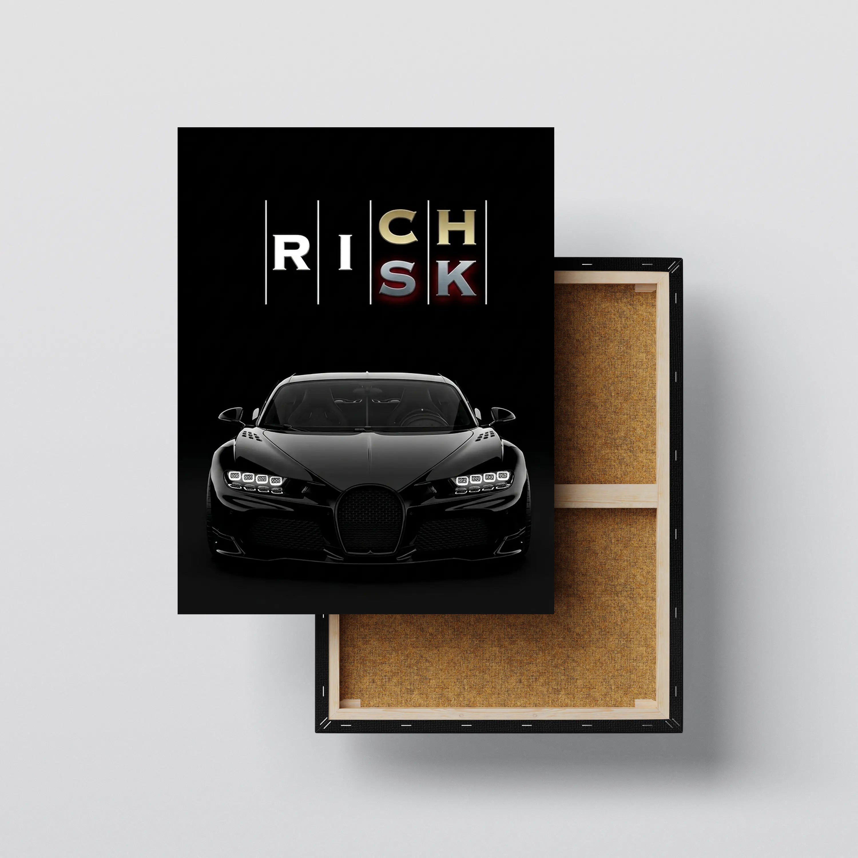 Risk vs Rich Supercar Wall Art – Dark Luxury Motivation Poster - Kubo Gallery