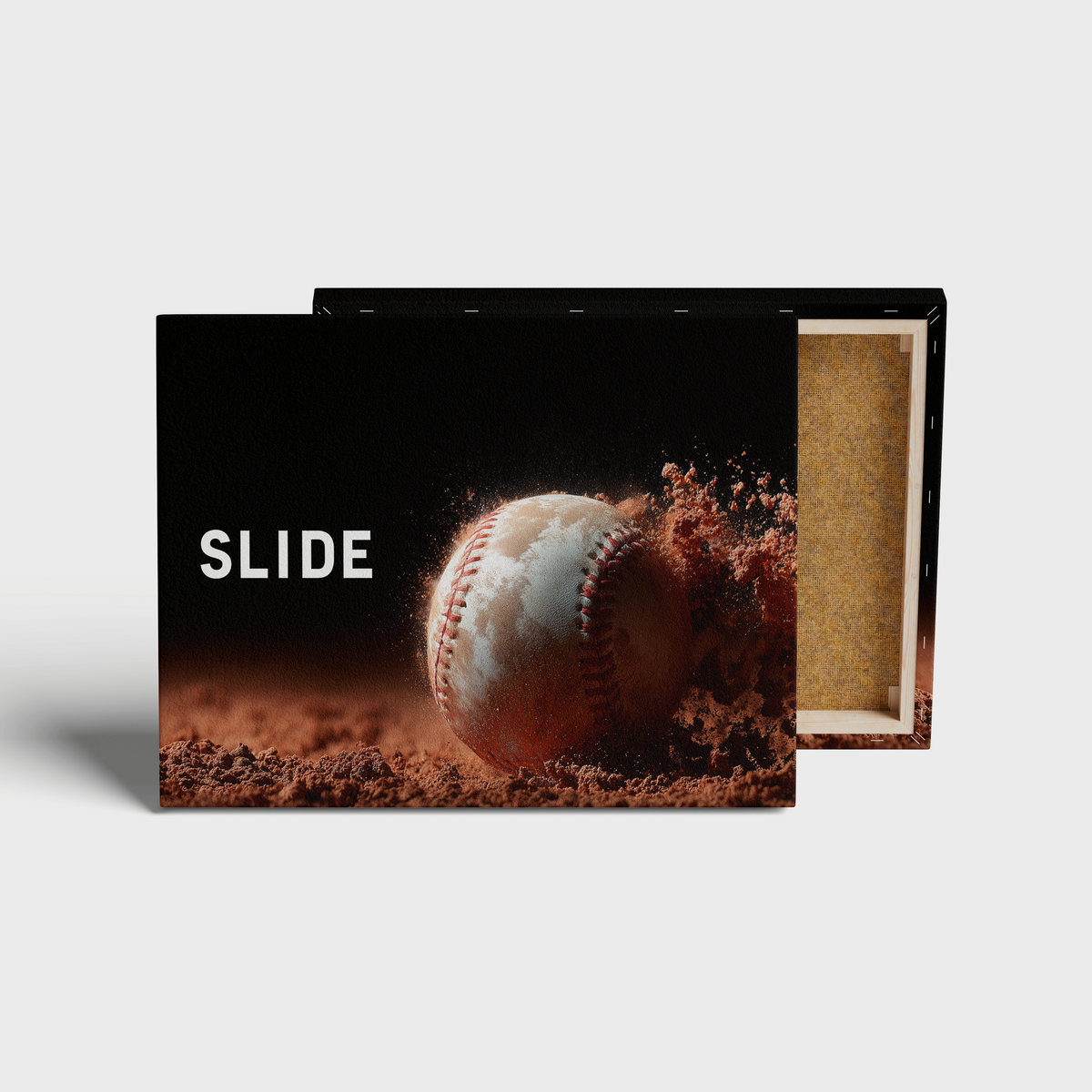 Slide Baseball Wall Art canvas print, front view with gallery-wrapped edge