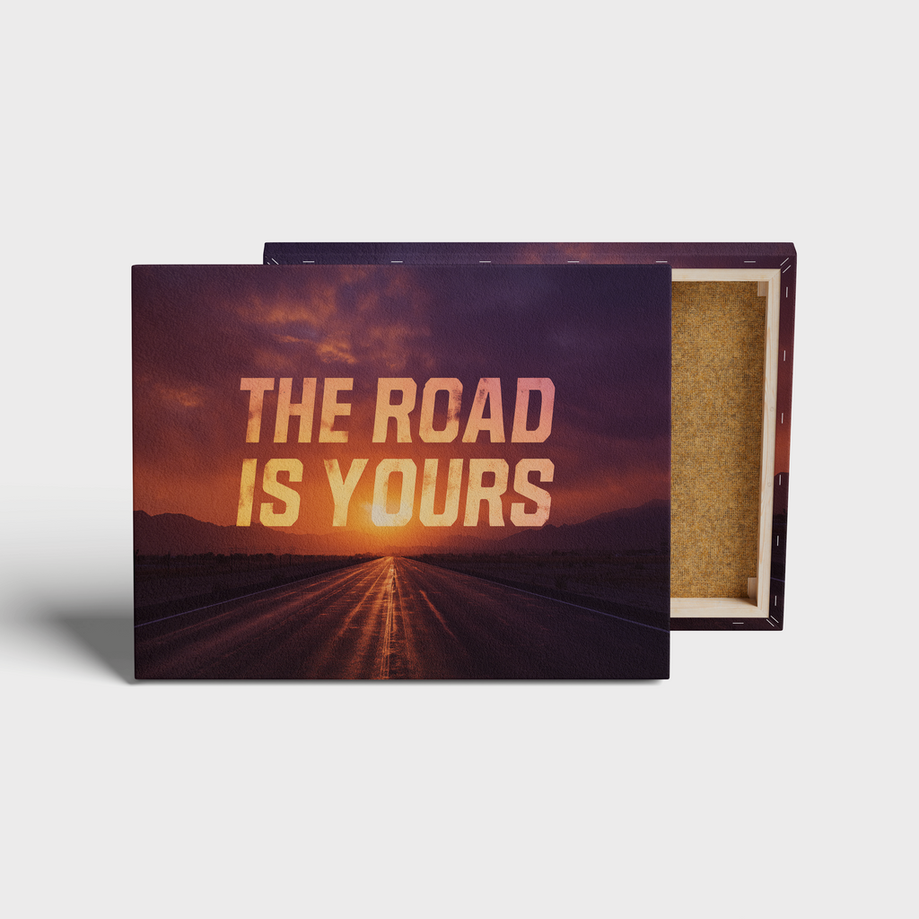 The Road Is Yours Motivational Wall Art canvas print, front view with gallery-wrapped edge