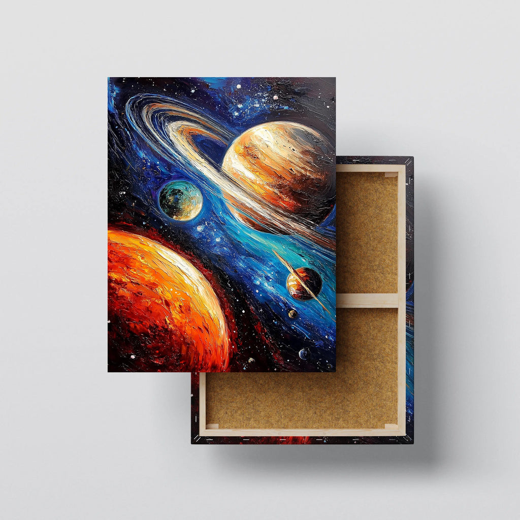 Cosmic Planets Wall Art canvas print, front view with gallery-wrapped edge