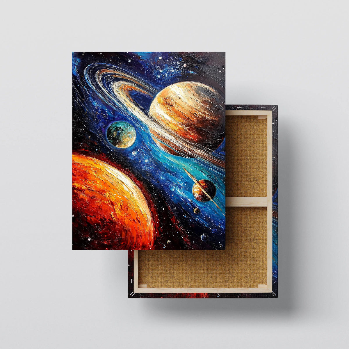 Cosmic Planets Wall Art canvas print, front view with gallery-wrapped edge